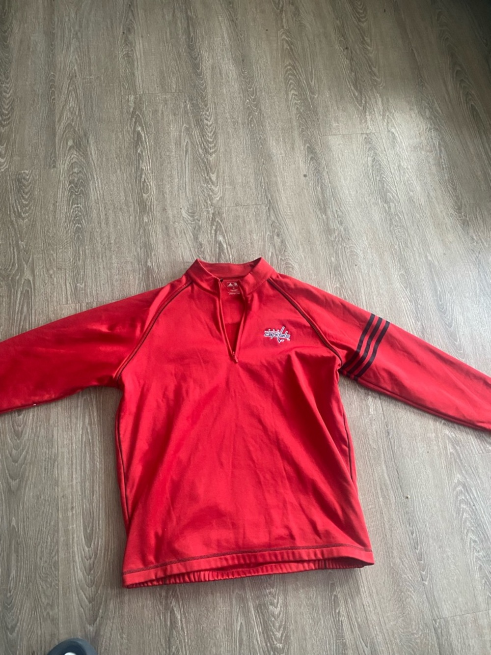 Red Quarter-Zip Athletic Pullover with Chest Logo